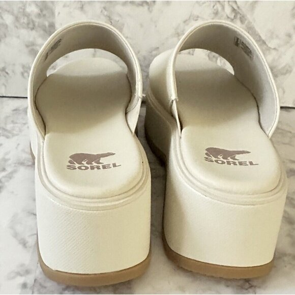 Sorel Day‎ Spring Slide Sandal Womens 9 Evereve Chalk Cream Leather New - Picture 3 of 9